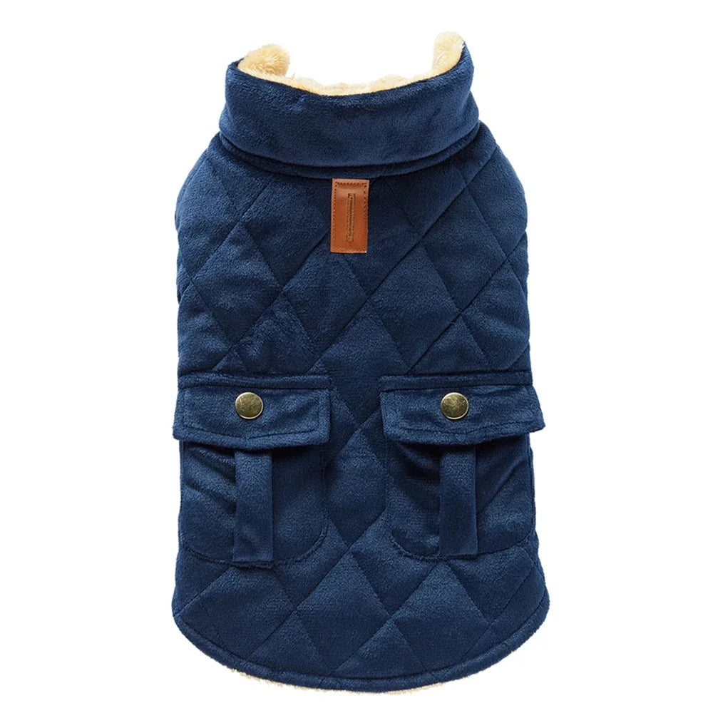 Winter Warm Plush Dog Jackets With Double Pockets For Small Medium And Large Dogs