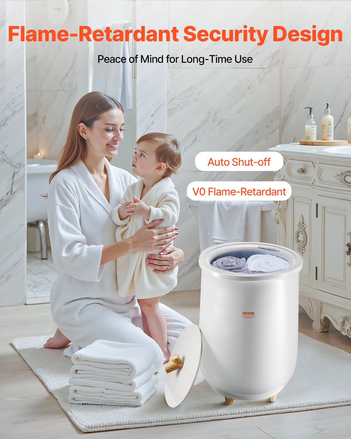 SucceBuy Heated Towel Warmer Bucket With LED And Auto Shutoff