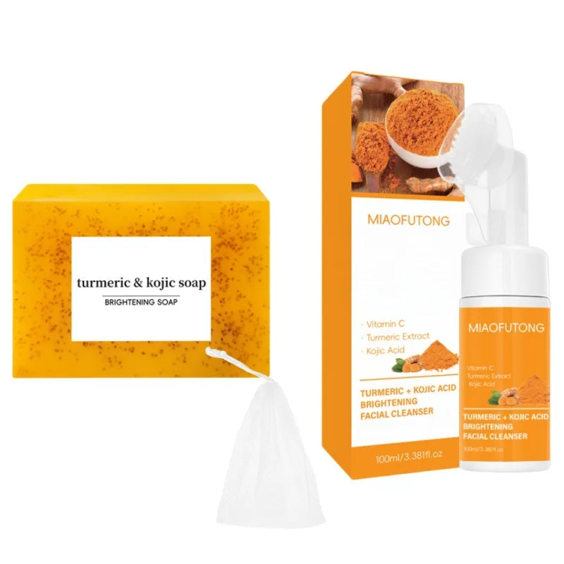 RDQCTQ Turmeric Cleanser And Kojic Acid Soap Set Brightening