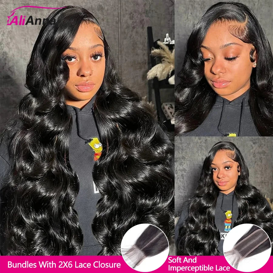 24 26 Inch Human Hair Bundles And Closure Body Wave Bundles With 4x4 Closure Raw Hair Bundles Human Hair 5x5 2x6 HD Lace Closure
