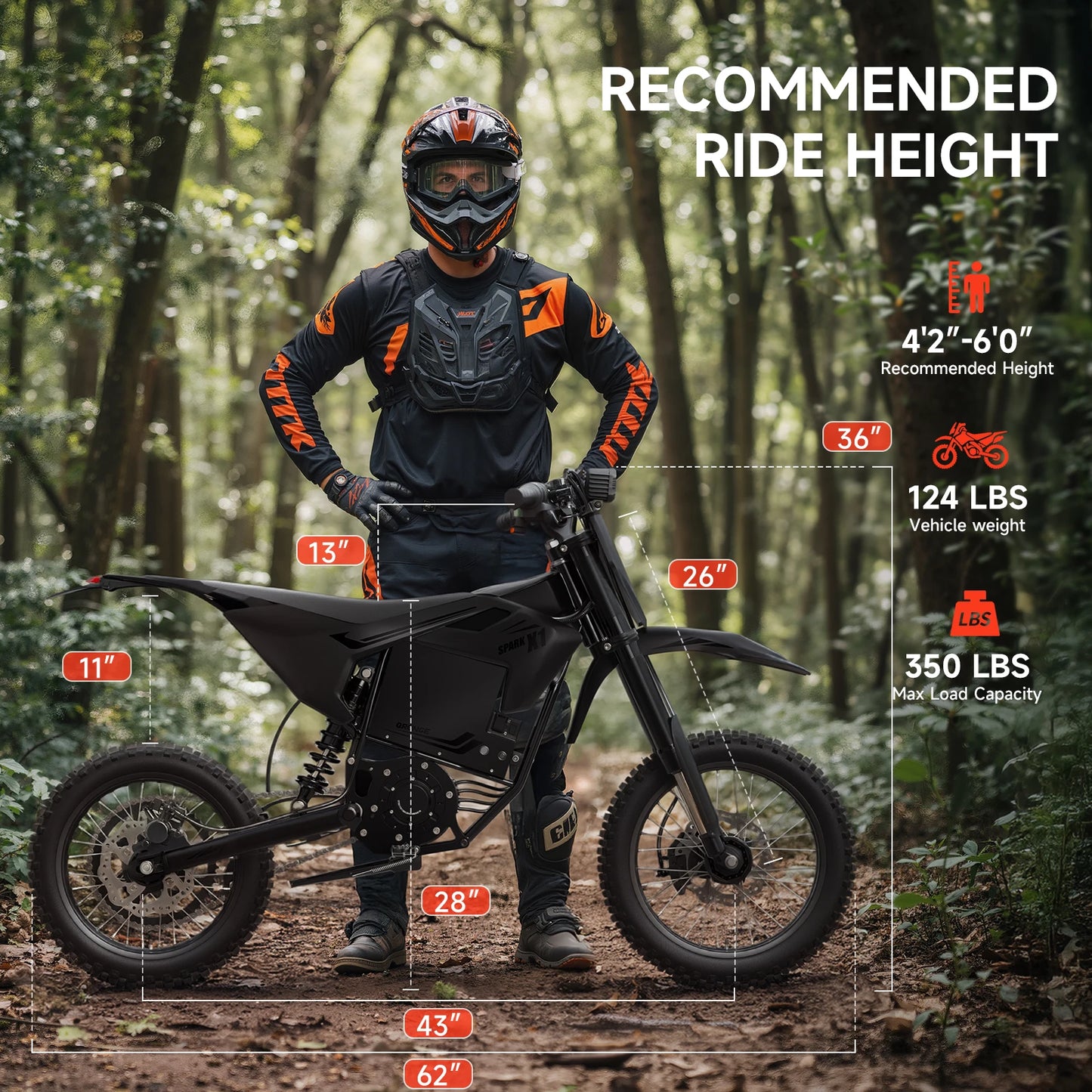 QRONGE X1 Spark Dirt Bike 4500W Peak 60 Mile Range