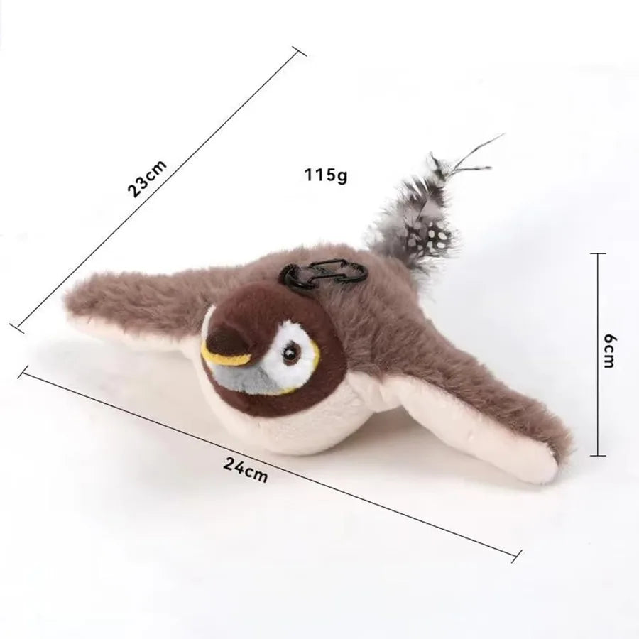 Interactive Chirping Bird Cat Toys with Flapping Wings 2025 New Flying Birds Cats Toy Flying Silation Electric Sparrow Shaking