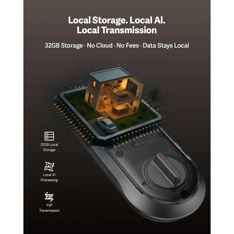 Palm Vein Video Smart Lock 2K Camera And Fingerprint AI Motion Detection IP65