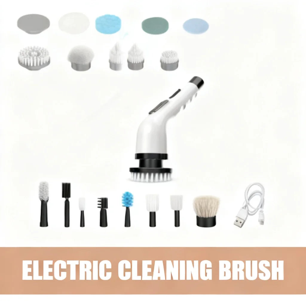 Rechargeable Electric Spin Scrubber With Interchangeable Cleaning Brush Heads