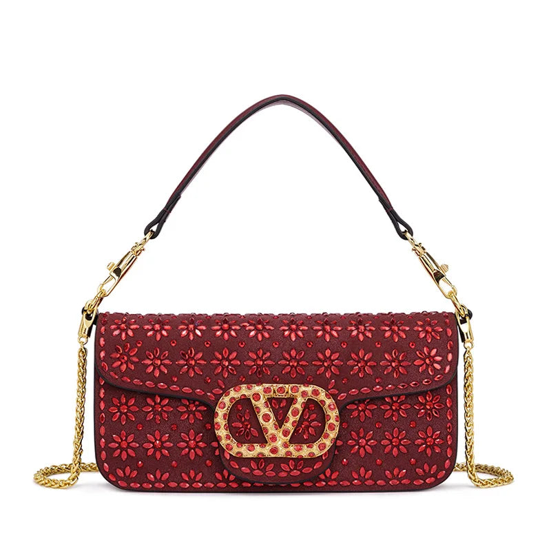 New Trend Crossbody Bag With Crystal Embellishments Chain Strap