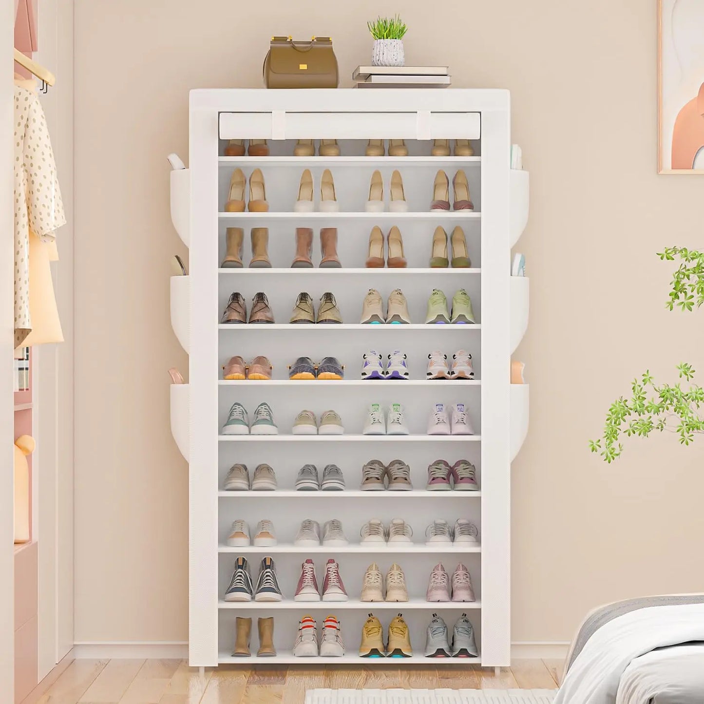 10-Tier Shoe Rack Holds 50-56 Pairs Free Standing Entryway Closet