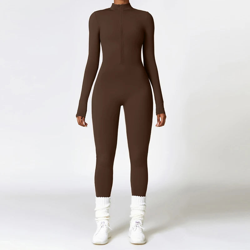 Winter Plush Yoga Jumpsuits Warm Women's Tracksuits Ski Fitness Overalls Long Sleeves Cycling Bodysuit One-Piece GYM Sports Suit