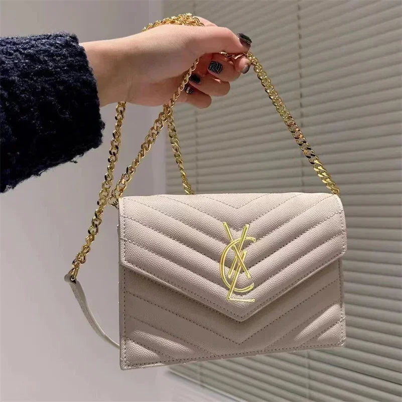 LOULOU Classic Rhombus Chain Leather Shoulder Bag For Women