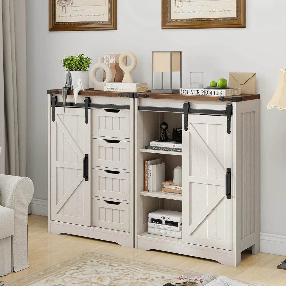 Farmhouse Bathroom Floor Storage Cabinet With Four Drawers