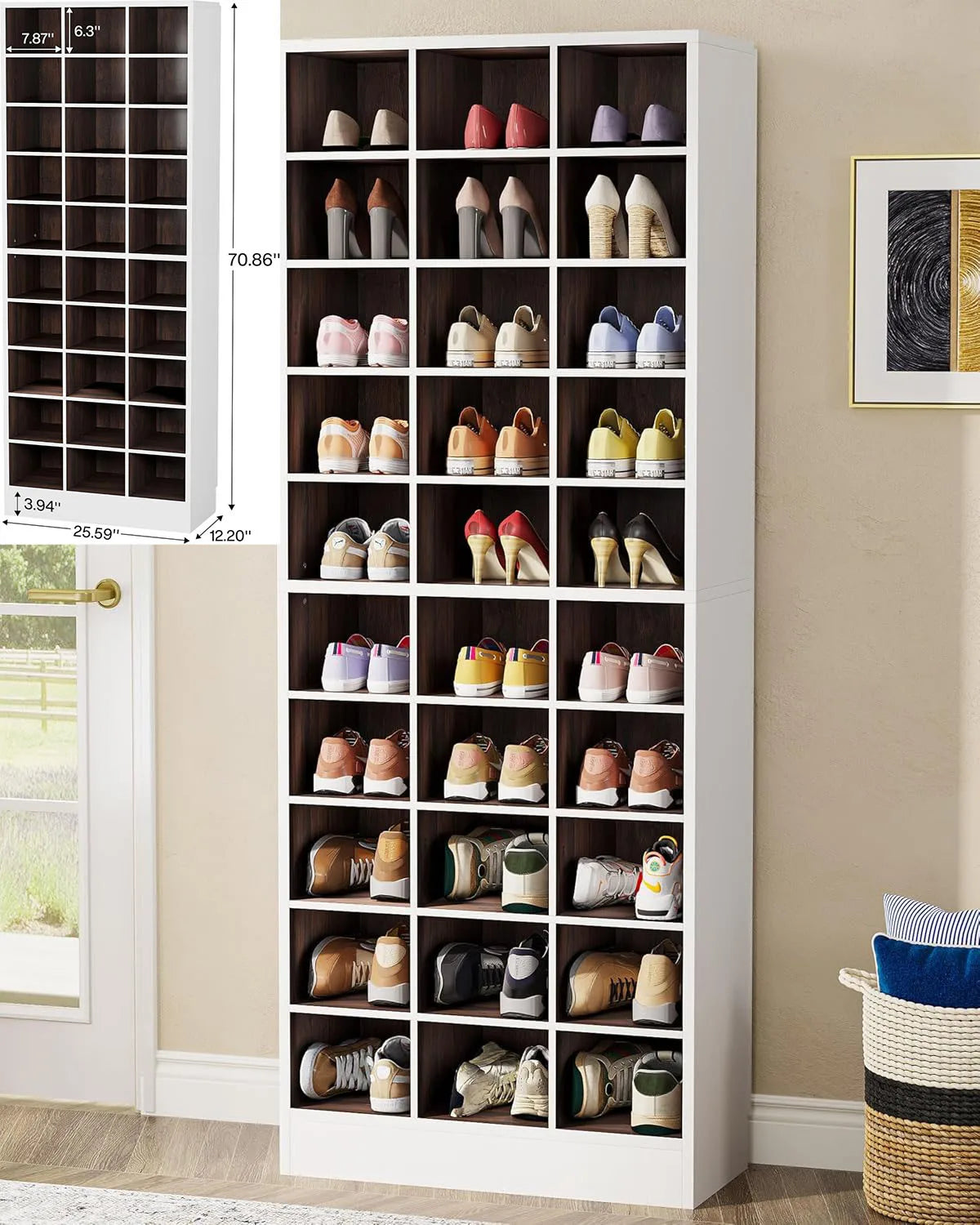 Little Tree 10 Tier Shoe Storage Cabinet Wooden Rack