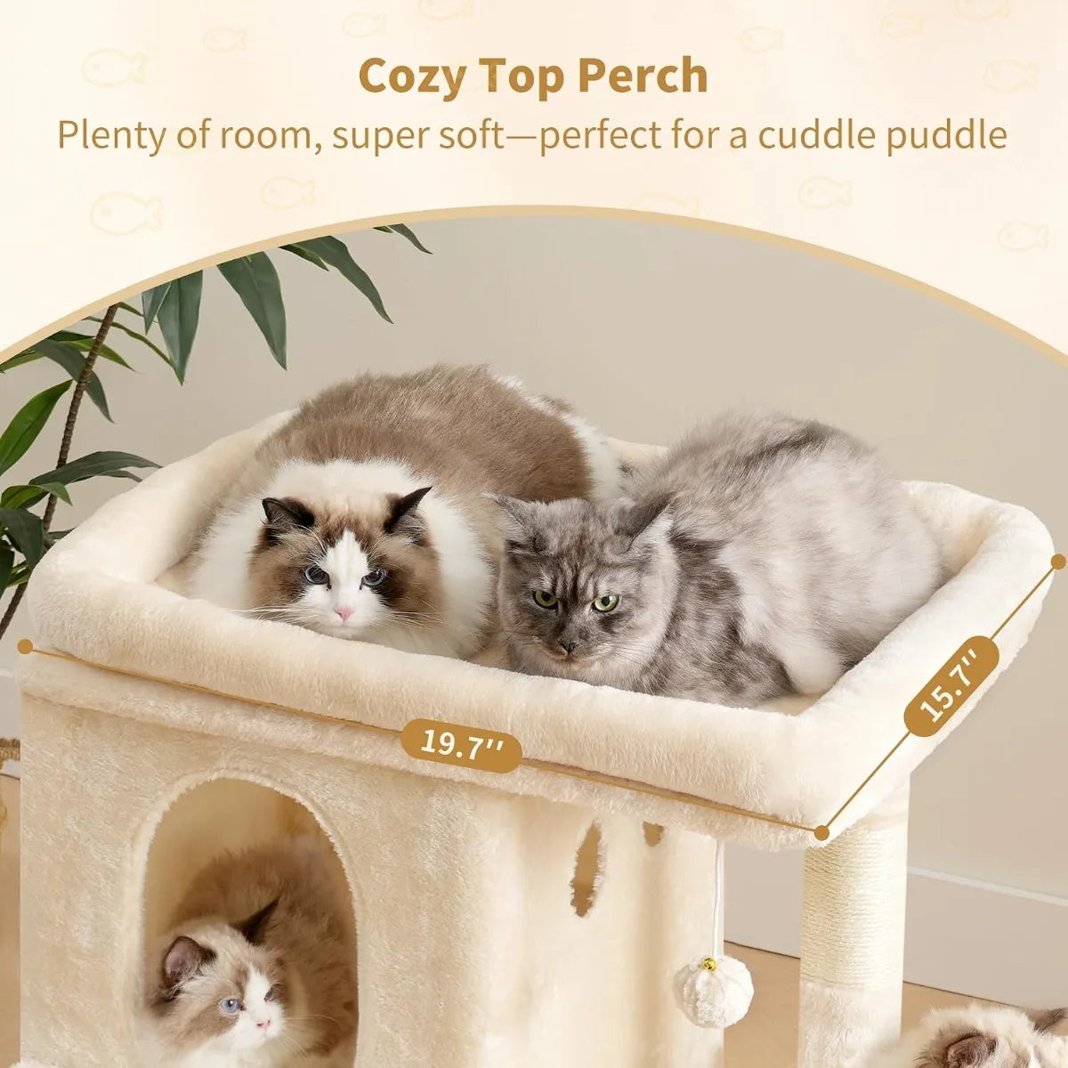 NBVCX Cat Tree Tower With Large Perch And Dual Condos