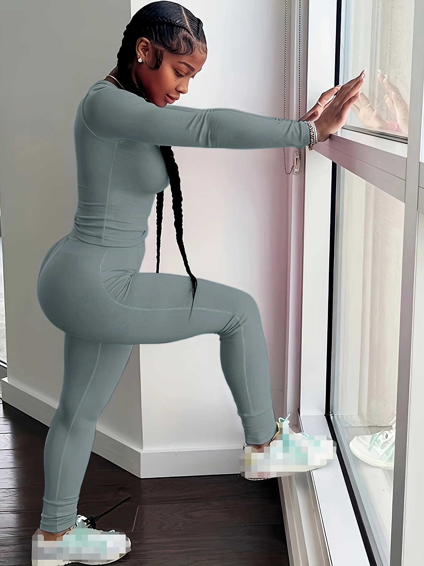Women Clothing Long sleeves and Leggings Set Exercise wear 2 Piece Set Women