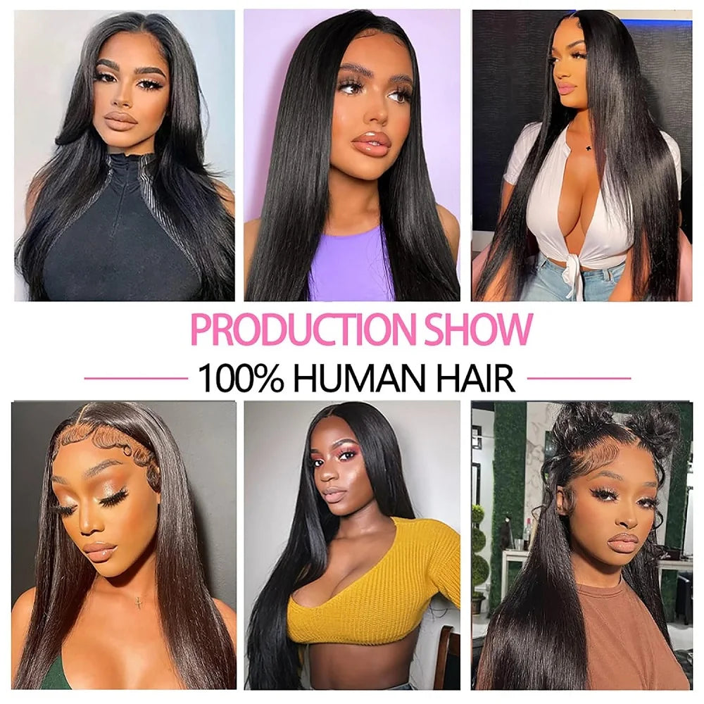 12A Straight Human Hair Bundles With 2x6/5x5 Lace Closure Unprocessed Brazilian Virgin Bundles 100% Raw Hair 3 Days Delivery