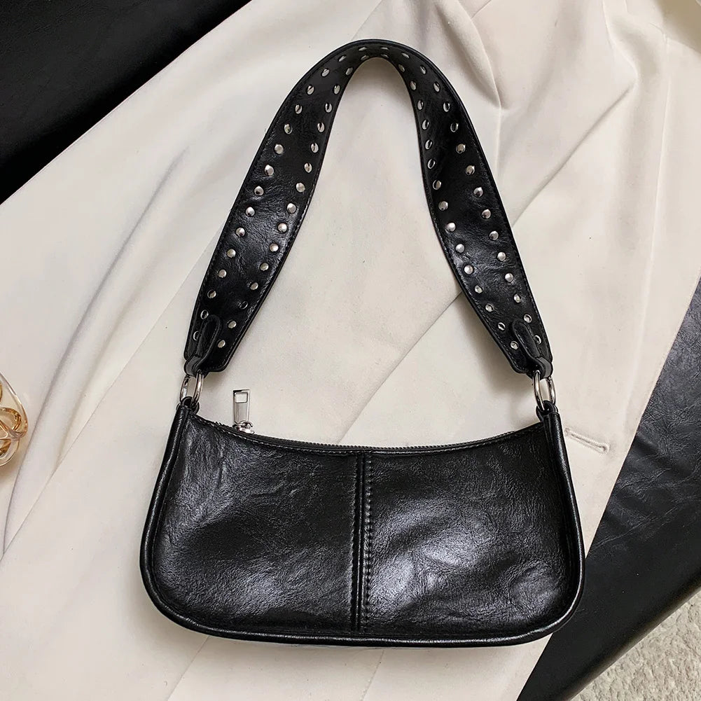 Women Retro Shoulder Bag Adjustable Strap Underarm Satchel Bag Casual Vintage Armpit Bag Crossbody Sling Bag Girl Stylish Purse