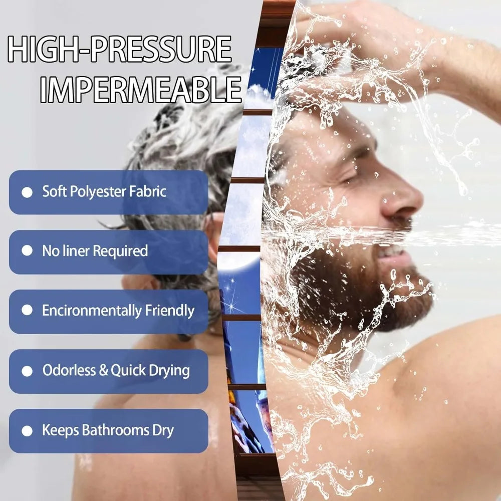 Marble Starfish Sea Turtle Shower Curtain Coastal Bath Decor