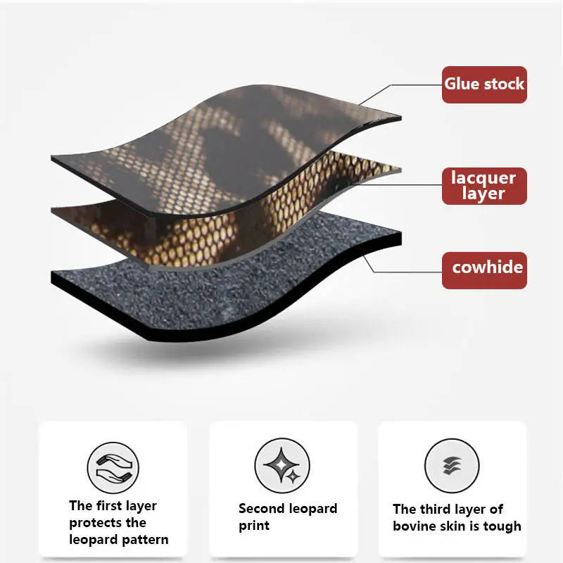 EP.MINGYUANCN Leopard Print Cowhide Tote Bag for Women