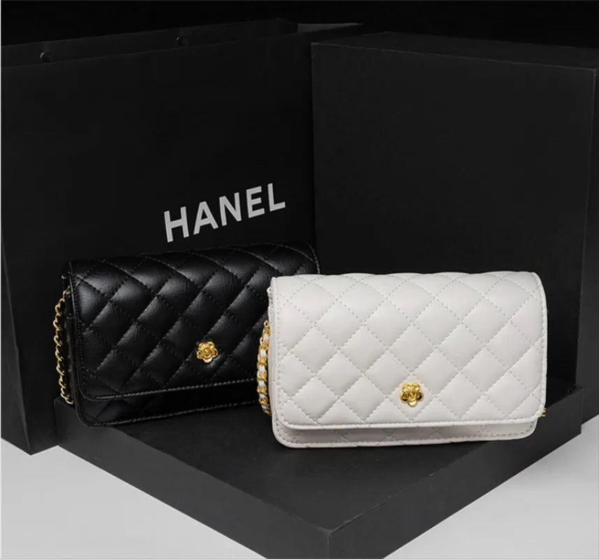 Luxury Geniunie Leather Sheepskin Diamond Lattice Handbag High Quality Metal Chain Clutch Wallet Purse Shoulder Bags for BC4-1