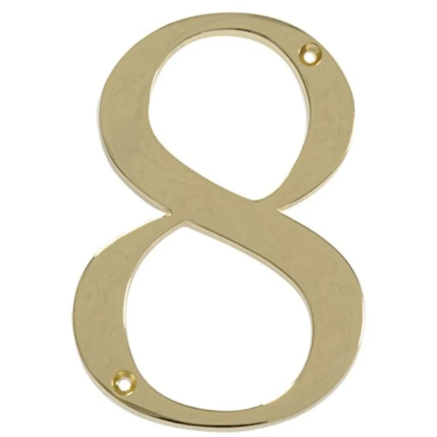 Distinctions 843155 House Number 5, Polished Brass Zinc Flush Mount Address Number, Modern Outdoor Address Sign for Front Door,