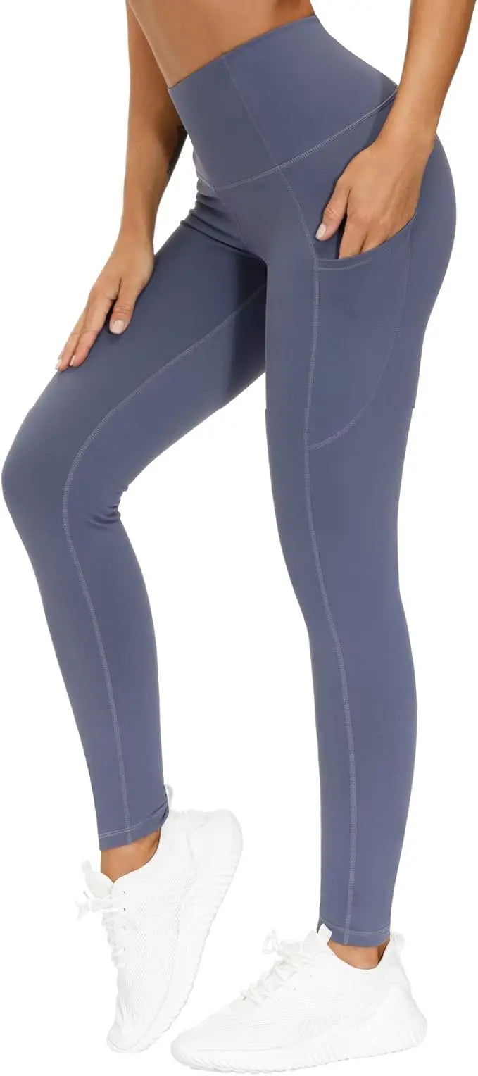 THE GYM PEOPLE Thick High Waist Yoga Pants with Pockets, Tummy Control Workout Running Yoga Leggings for Women