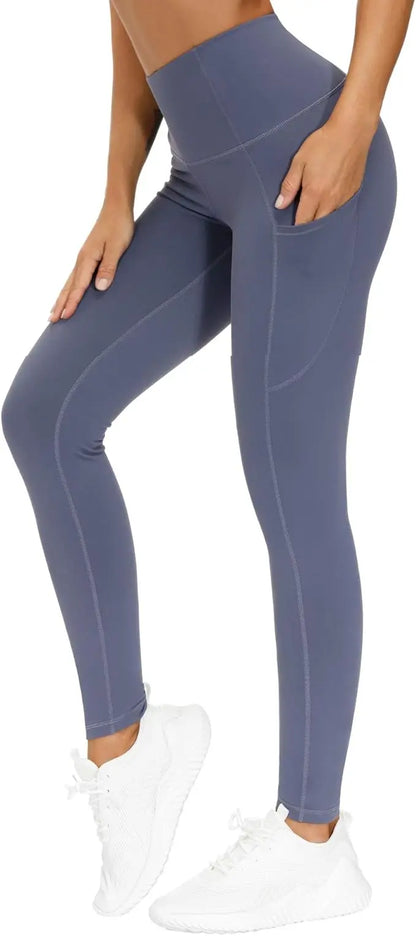 THE GYM PEOPLE Thick High Waist Yoga Pants with Pockets, Tummy Control Workout Running Yoga Leggings for Women