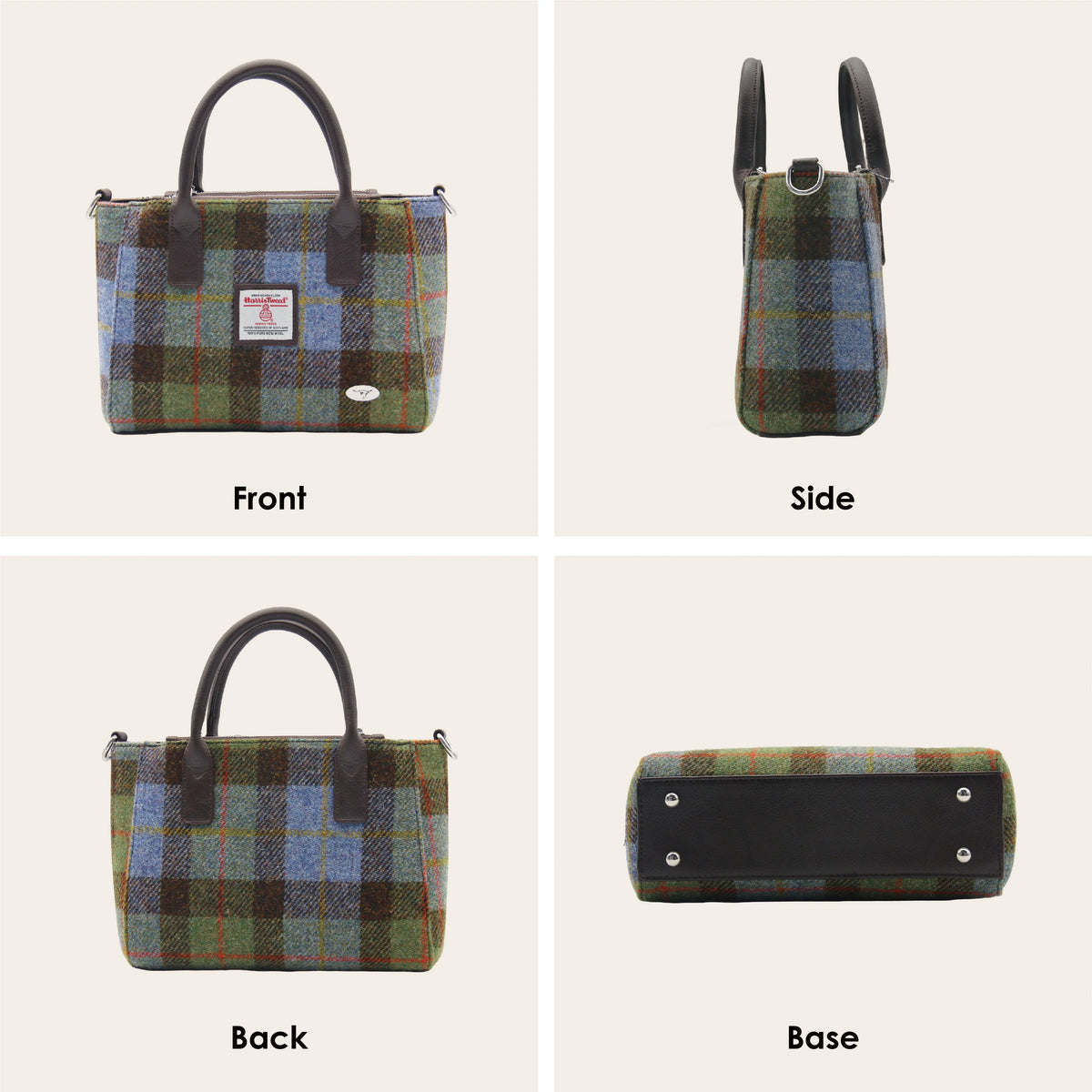 Glen Appin Harris Tweed Wool Tote Bag With Crossbody Strap