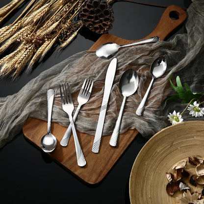 HANSMART 48 Pcs Cutlery Set For 8 Stainless Steel Knife Fork Spoon Tableware Flatware Set Kitchen Dinnerware Gift