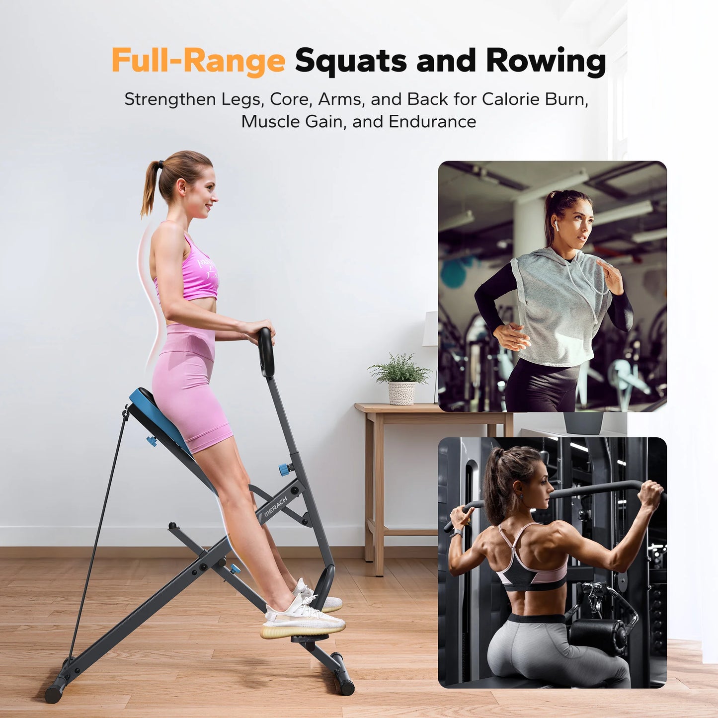 MERACH R07 Squat Machine 2 In 1 Squat Rowing Equipment