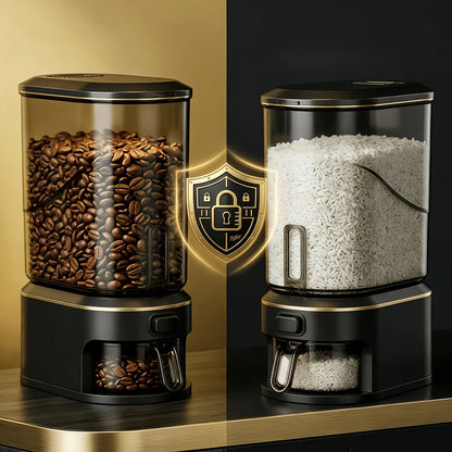 One Button Rice Dispenser with Measuring Cup for Pantry Storage