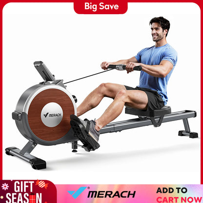 MERACH Rowing Machine Magnetic Rower Machine for Home 16 Levels Quiet Resistance Dual Slide Rail Max 350lb Weight Capacity  R02