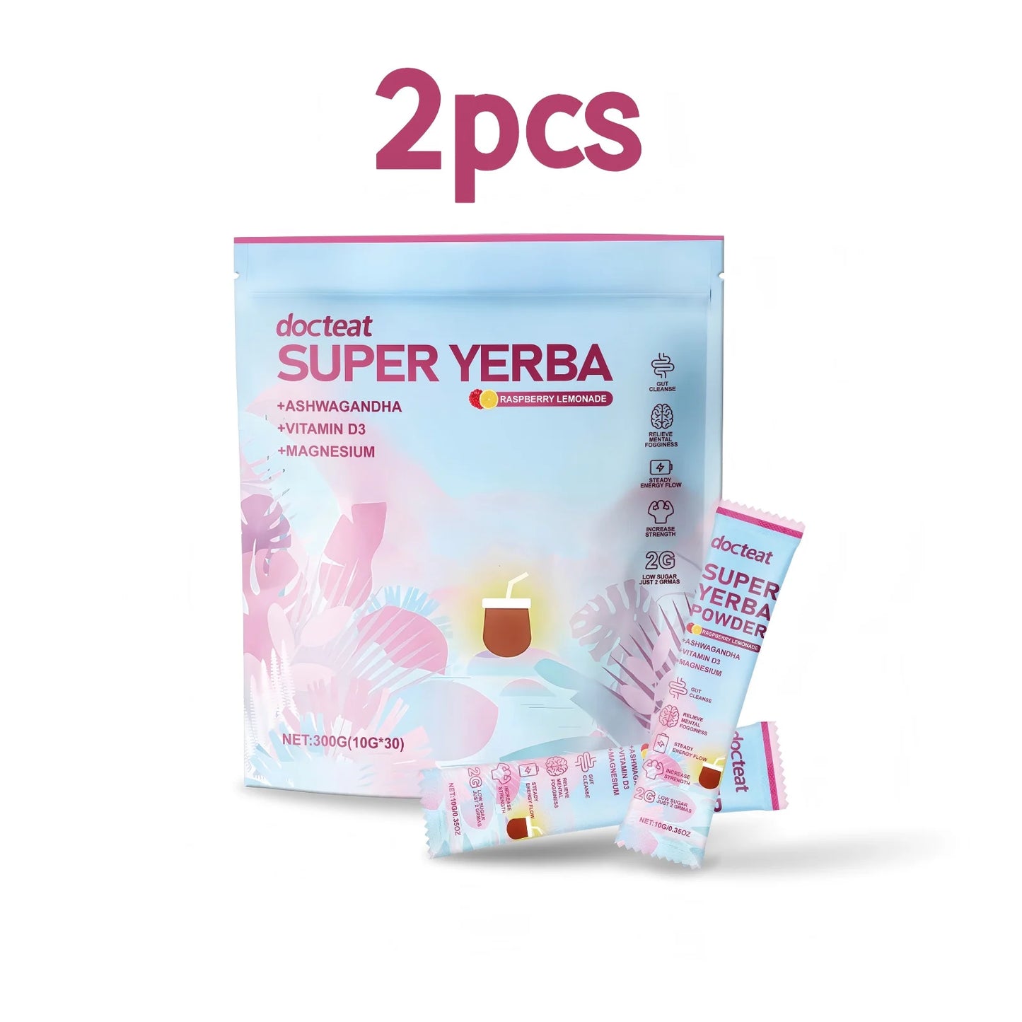 Docteat 300g Yerba Mate Powder Support Energy Relieve Stress Refreshing Flavor Vitamin Supplement Instant Yerba Mate Powder