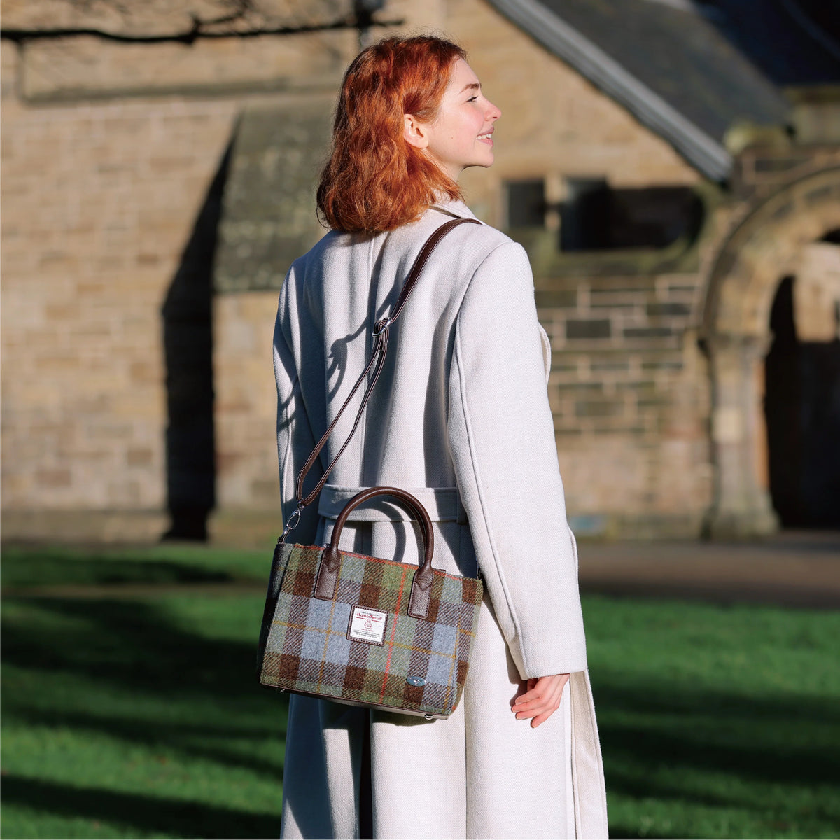 Glen Appin Harris Tweed Wool Tote Bag With Crossbody Strap