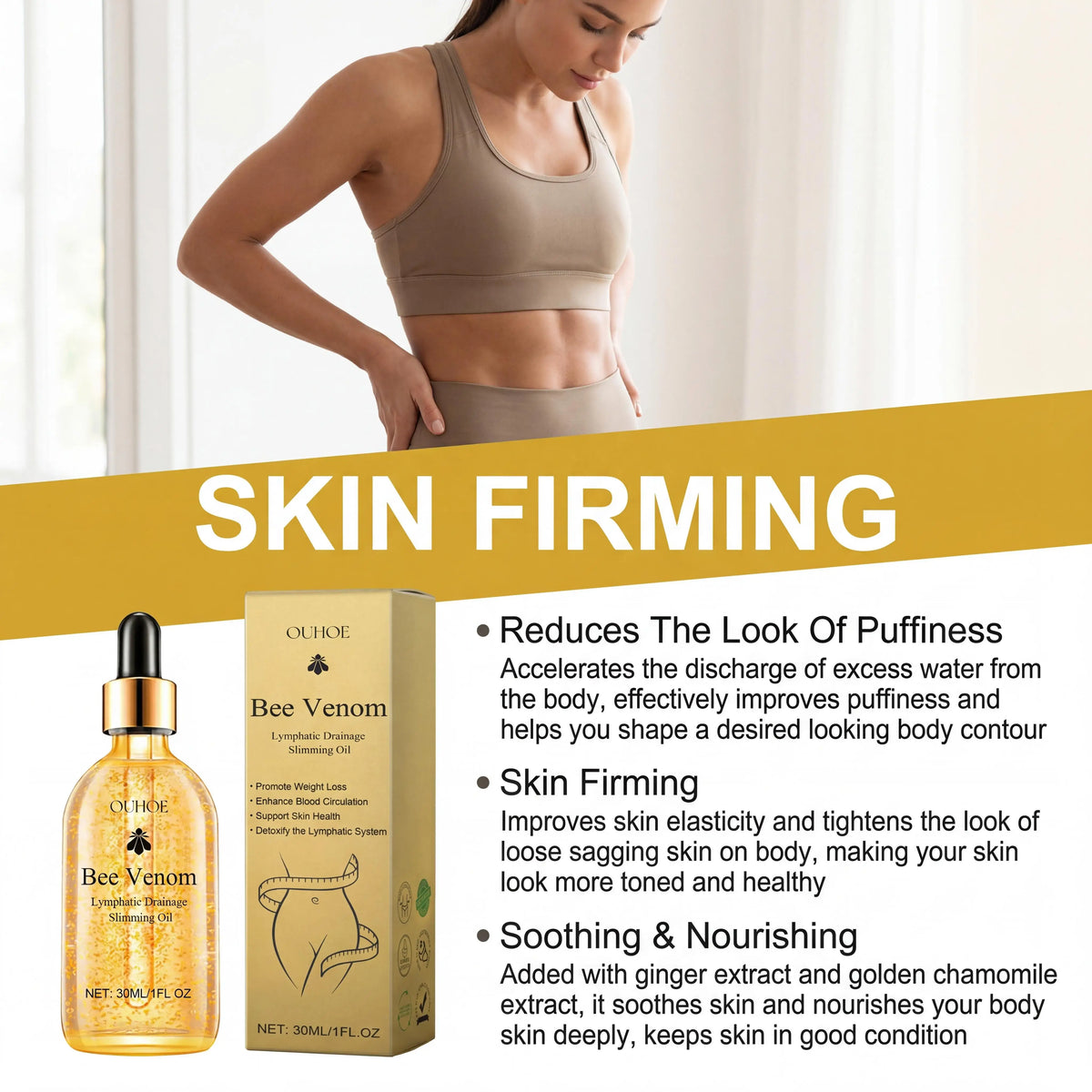 OUHOE Bee Venom Slimming Oil For Lymphatic Drainage And Firming