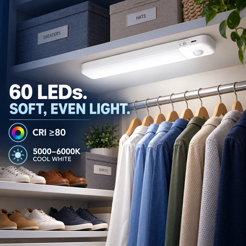 Rechargeable Motion Sensor LED Night Light for Cabinets and Closets