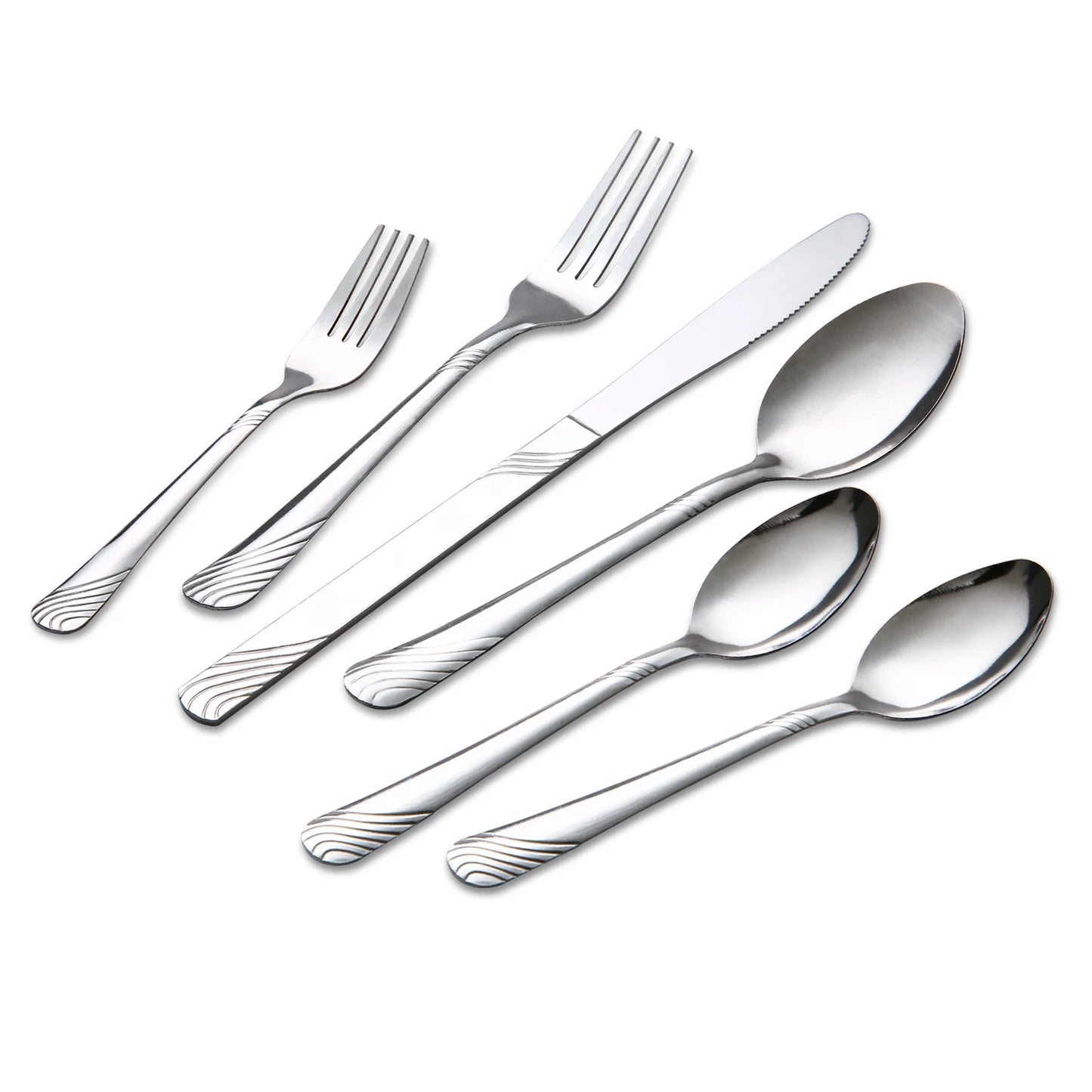 HANSMART 48 Pcs Cutlery Set For 8 Stainless Steel Knife Fork Spoon Tableware Flatware Set Kitchen Dinnerware Gift
