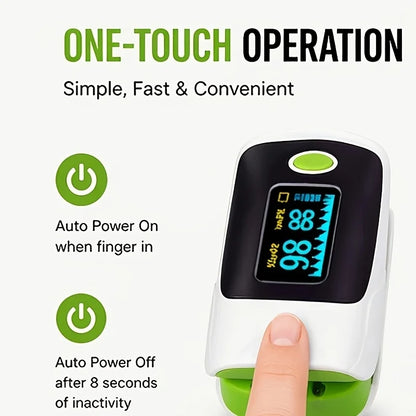 Fingertip Pulse Oximeter Blood Oxygen Saturation Monitor SpO2 PR PI Pulse Rate Meter Bright OLED Display One Touch Auto On Off Portable Compact Finger Oxygen Monitor for Adults Kids Seniors Sports Fitness Travel Home Use
