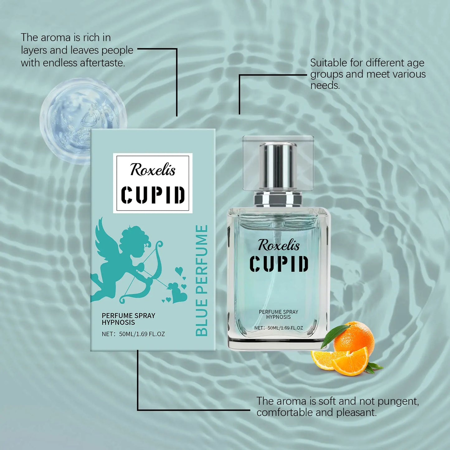 Roxelis 50ml Pheromone Cupid Perfume - Charming Fresh Fragrance for Flirting And Attraction Lasting Cologne Perfume for Dating