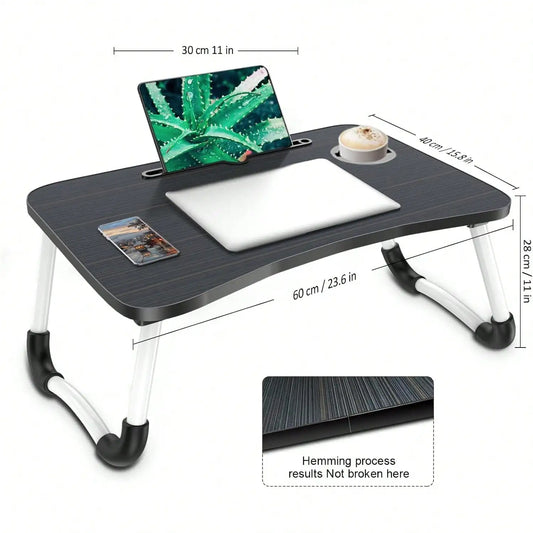 Portable Laptop Bed Desk Tray With Cup Holder Tablet Slot