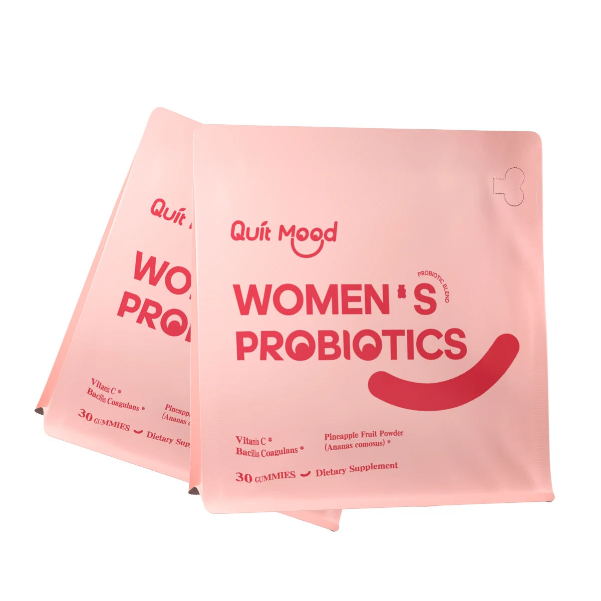 Quitmood Women's Probiotics Feminine ph Balance Gummies -Hawaiian Pineapple - individual package vitamin C