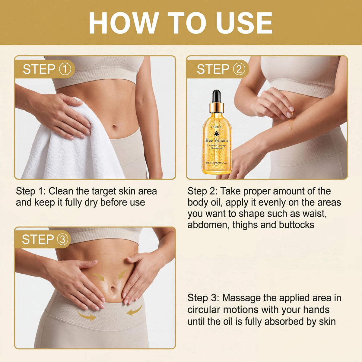 OUHOE Bee Venom Slimming Oil For Lymphatic Drainage And Firming
