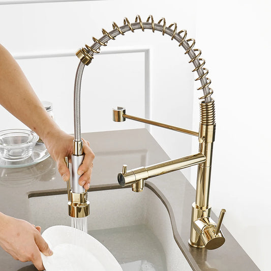Kitchen Sink Faucet With Single Pull Out Sprout Deck Mounted