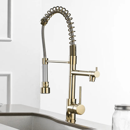 Kitchen Sink Faucet With Single Pull Out Sprout Deck Mounted