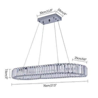 GreeLustr Crystal Oval Ring LED Pendant Chandelier for Dining Rooms