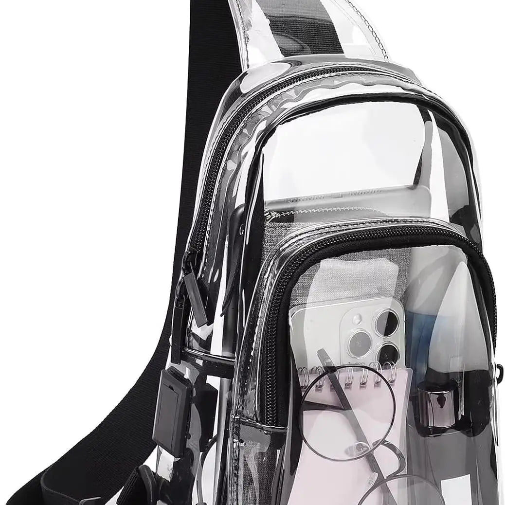 Clear PVC Stadium Sling Crossbody Bag Adjustable Shoulder Pack For Concerts