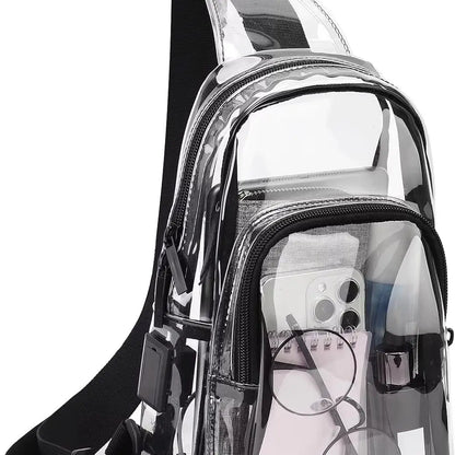 Clear PVC Stadium Sling Crossbody Bag Adjustable Shoulder Pack For Concerts