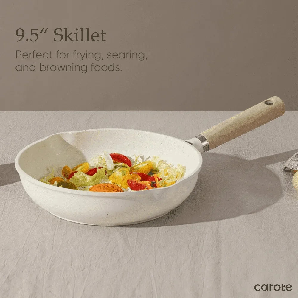 24cm Nonstick Frying Pan Granite Coating Induction Skillet Heavy Duty Omelet Pan Easy Clean Safe Cookware