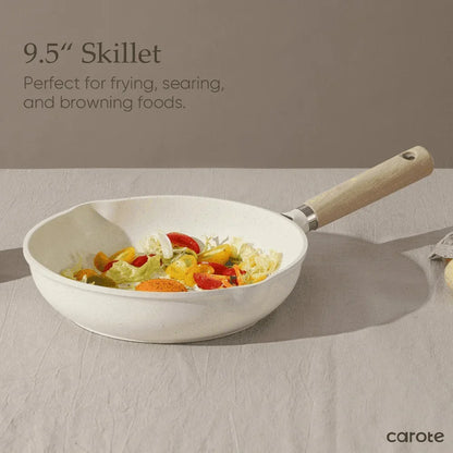 24cm Nonstick Frying Pan Granite Coating Induction Skillet Heavy Duty Omelet Pan Easy Clean Safe Cookware