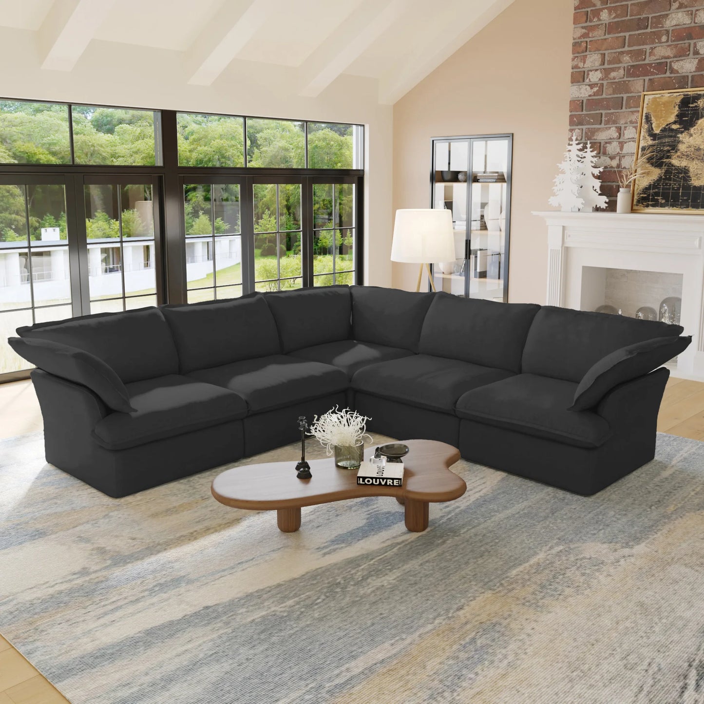 SdorensCN L Shaped Modular Sectional Sofa Breathable Linen