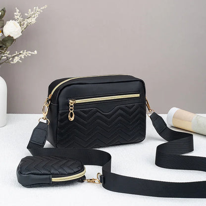 Ladies' Quilted Pattern Crossbody Bag, Casual Minimalist Single Shoulder Bag With Mini Hanging Money