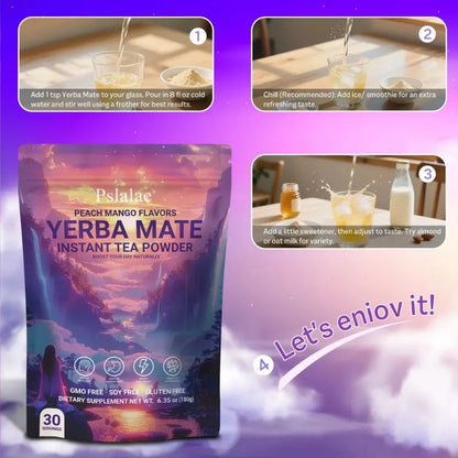 PslalaeCharge Yerba Mate 3-in-1 Energy Supplement Lions Mane Mushroom