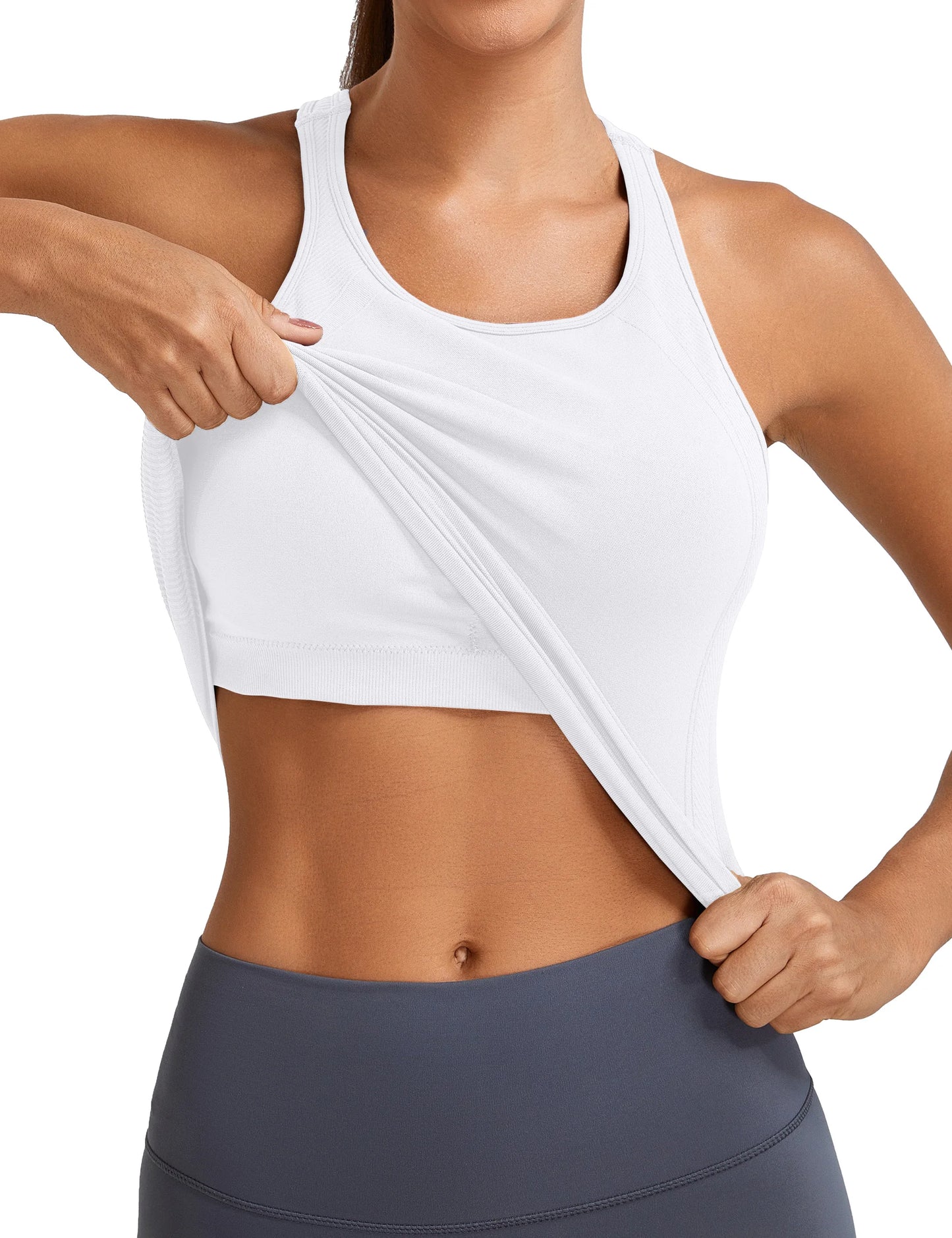 MathCat Women's Workout Tank Tops Racerback Seamless Built In Bra